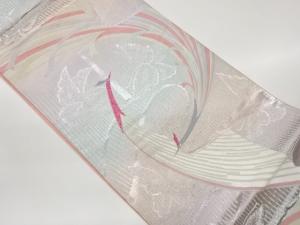変わり鳥に蝶模様織出し袋帯
